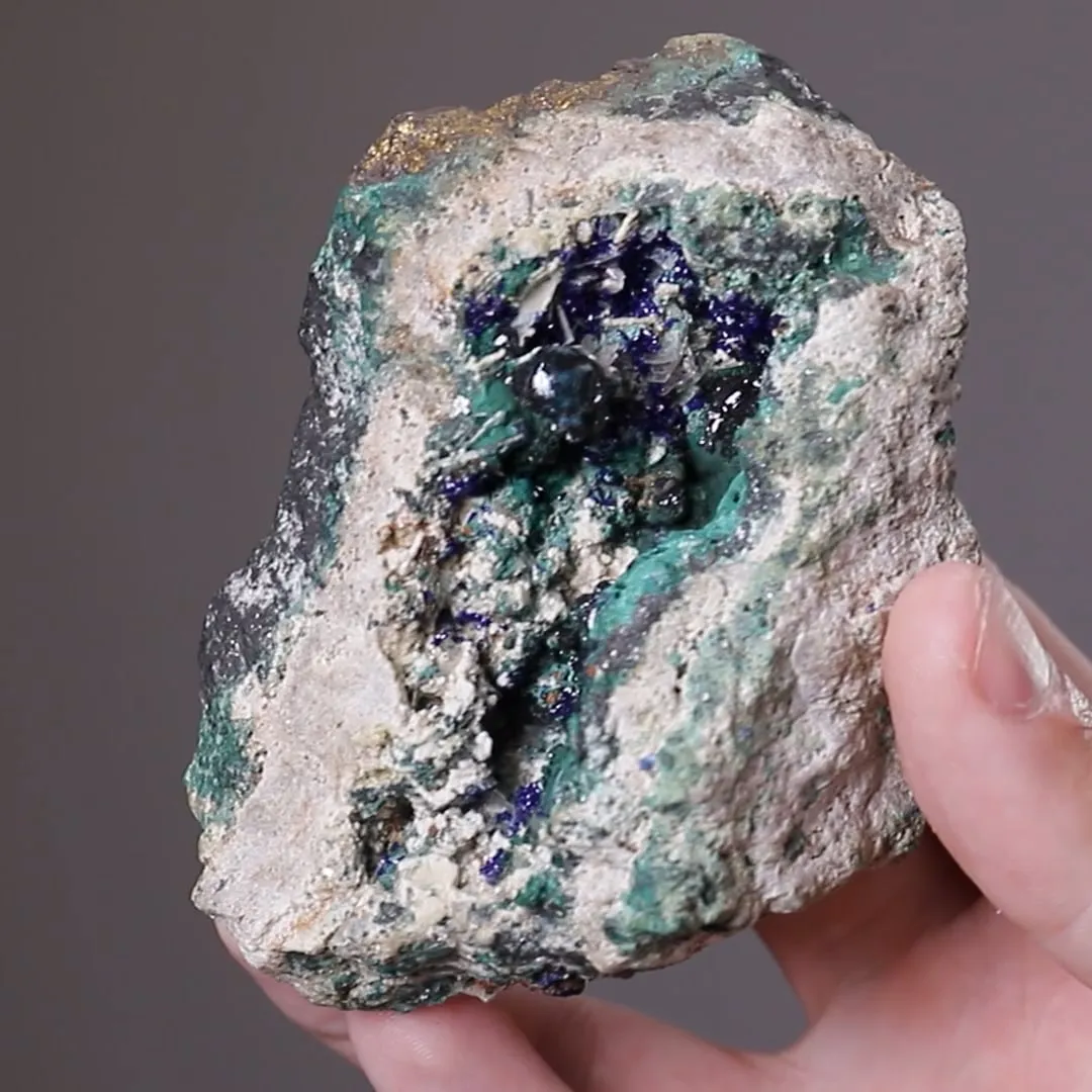 Clinoclase with Malachite Azurite and Baryte - image 2