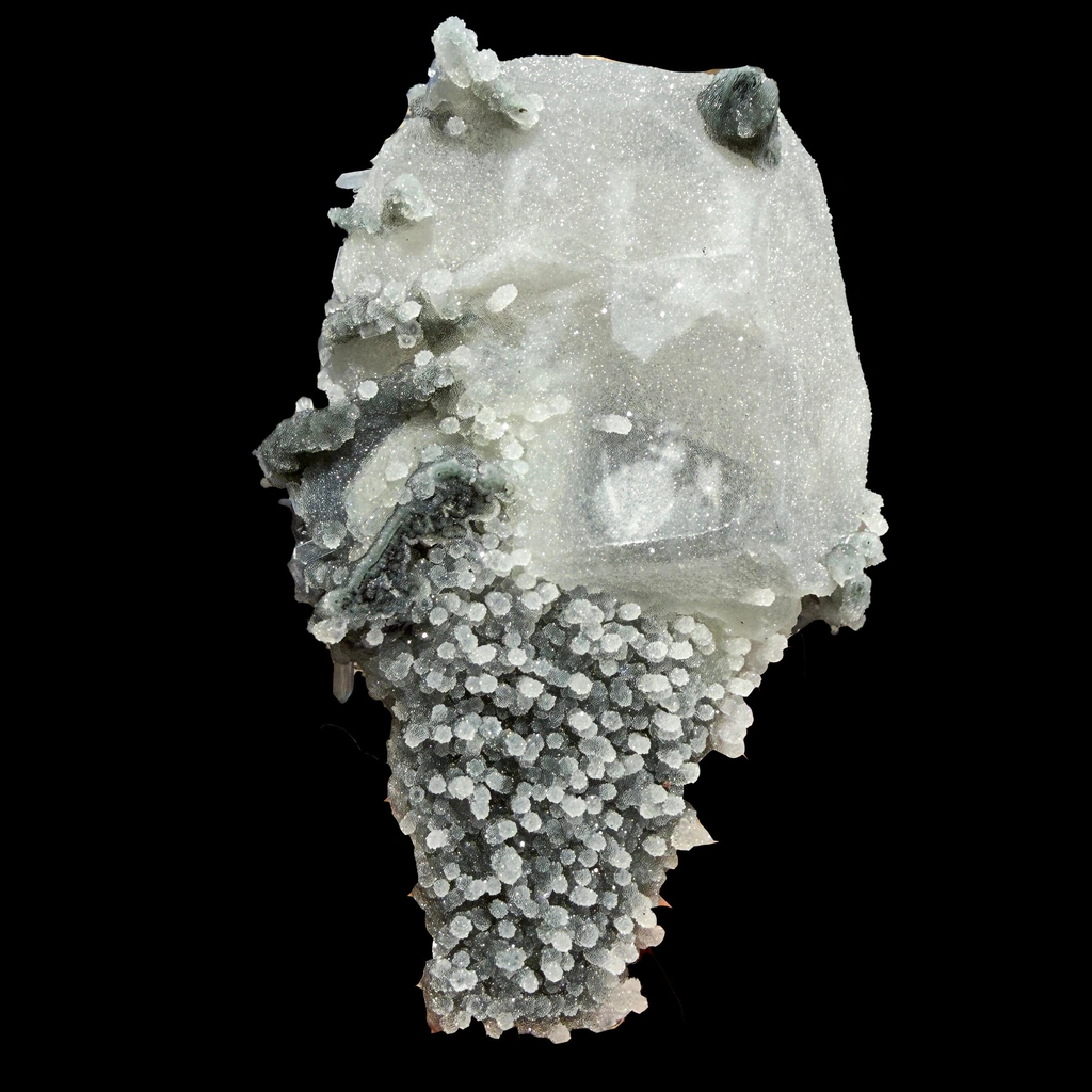 Coated Calcite with Gemmy Chalcedony Stalactites – Jalgaon, India | Rare Zeolite Mineral Specimen image