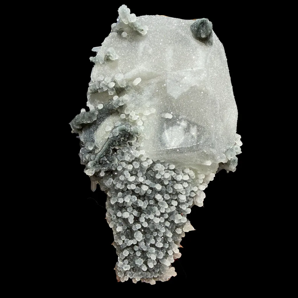 Coated Calcite with Gemmy Chalcedony Stalactites – Jalgaon, India | Rare Zeolite Mineral Specimen image