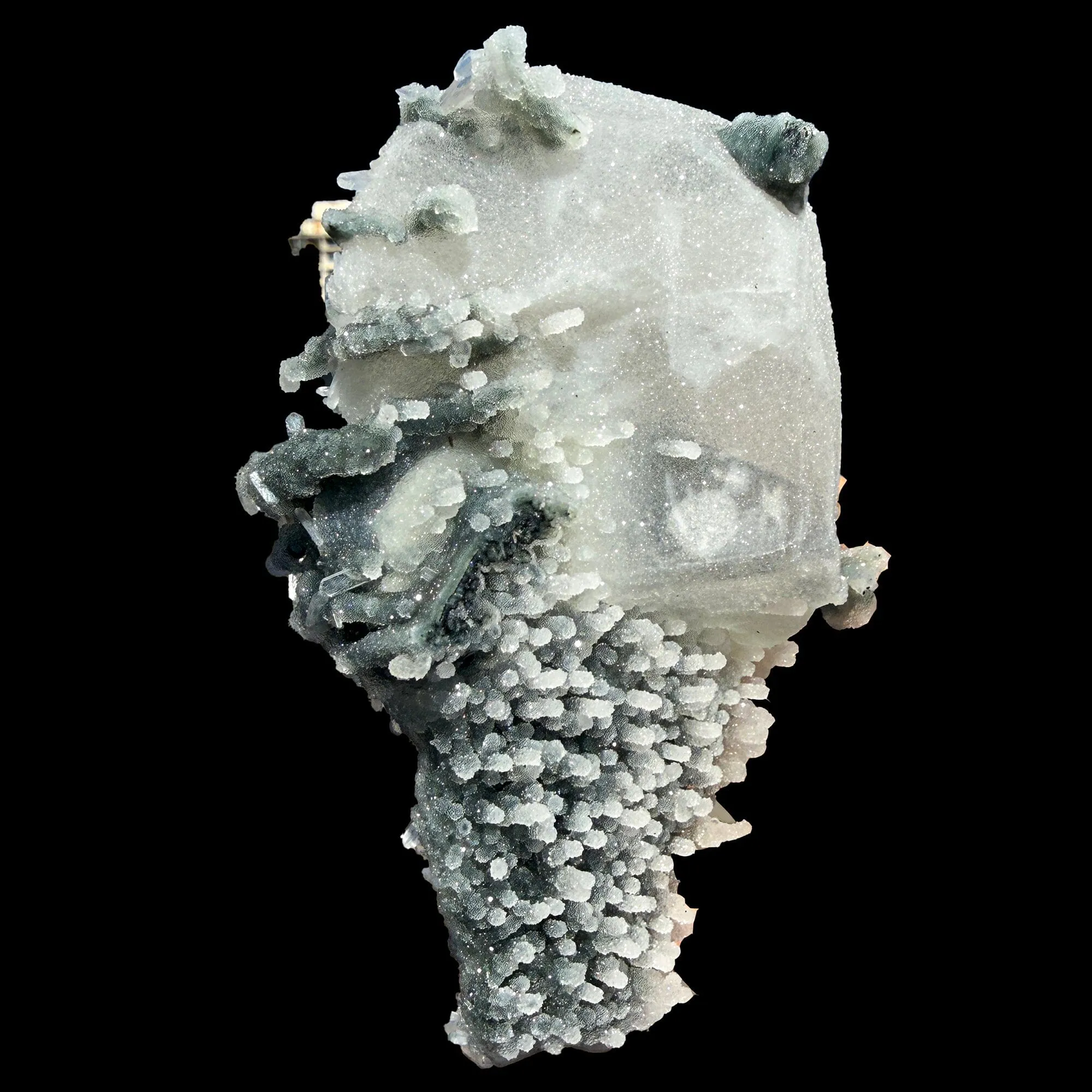 Coated Calcite with Gemmy Chalcedony Stalactites – Jalgaon, India | Rare Zeolite Mineral Specimen - image 5
