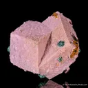 Cobaltian Calcite on Calcite twin, with Malachite - image 4