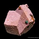 Cobaltian Calcite on Calcite twin, with Malachite - image 3