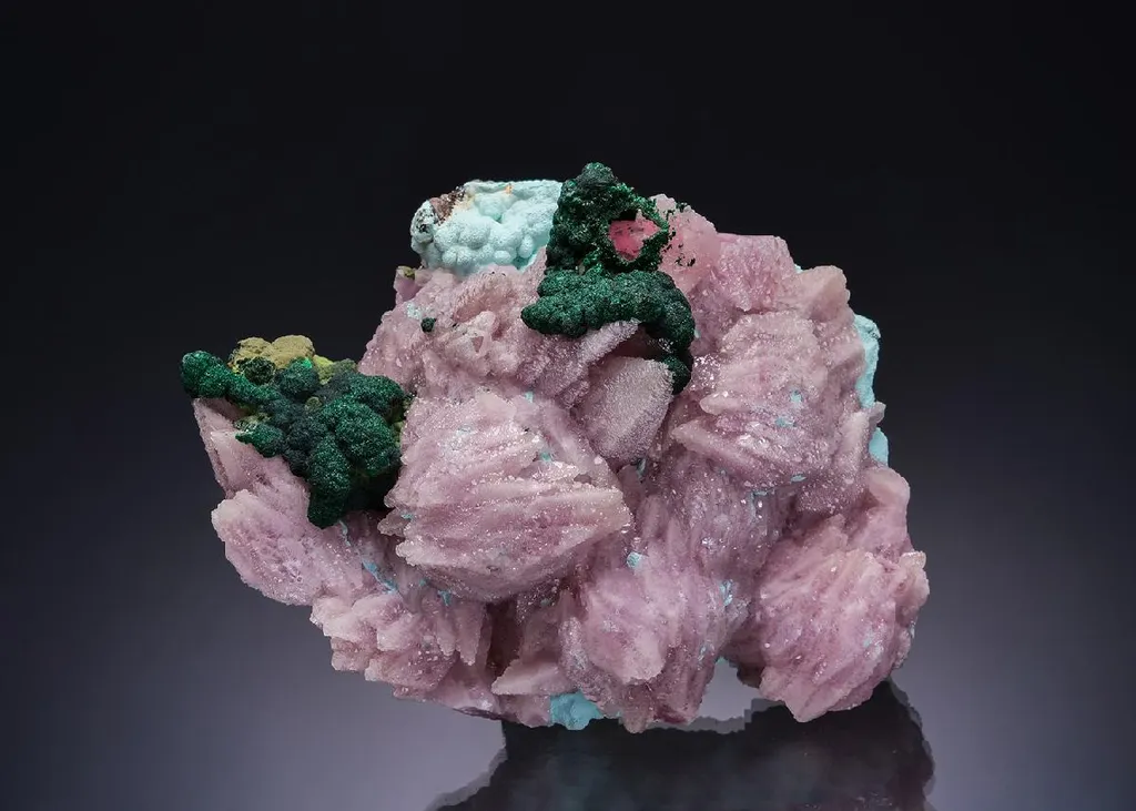 Cobaltoan CALCITE with MALACHITE and CHRYSOCOLLA