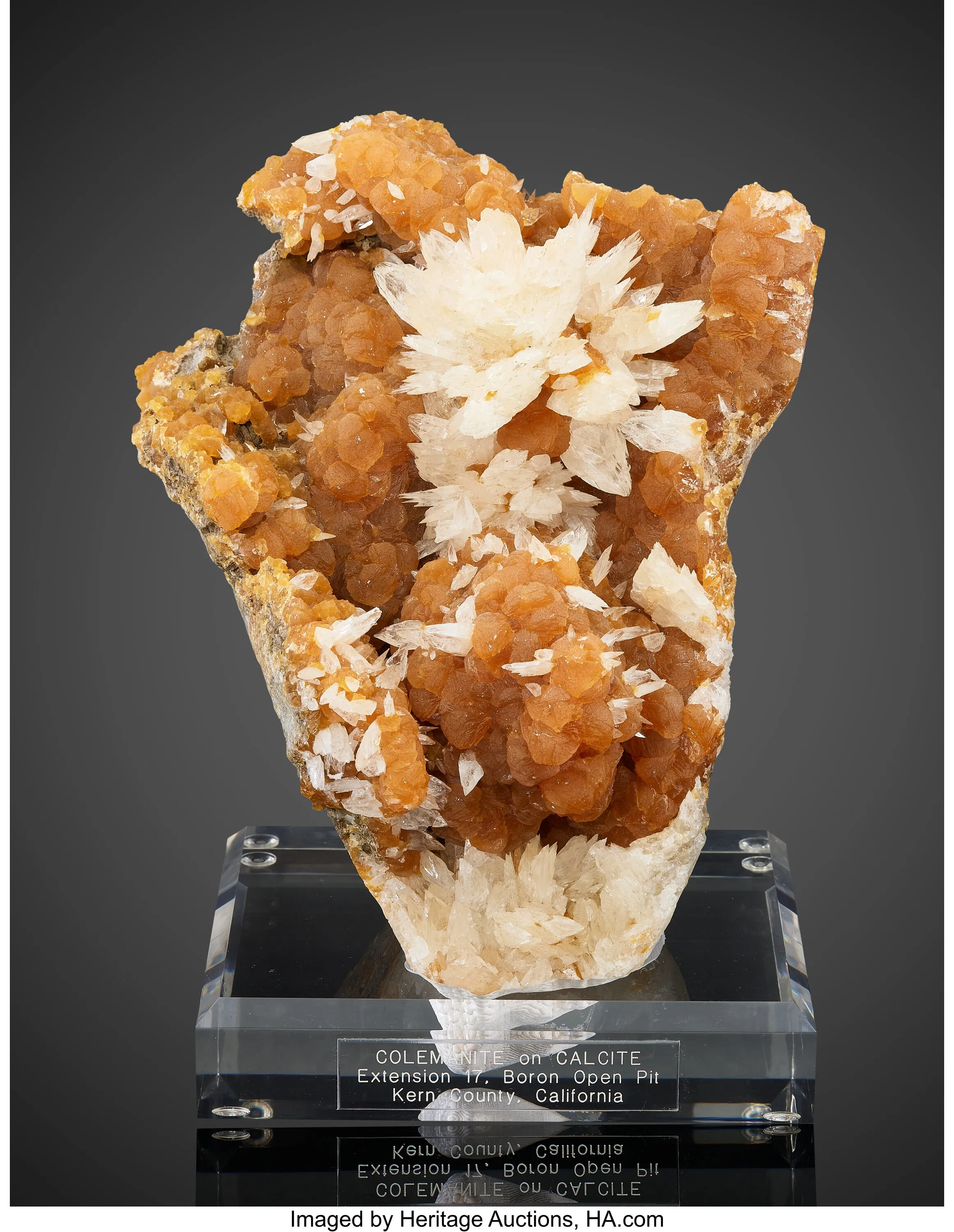 Colemanite on Calcite - image 1