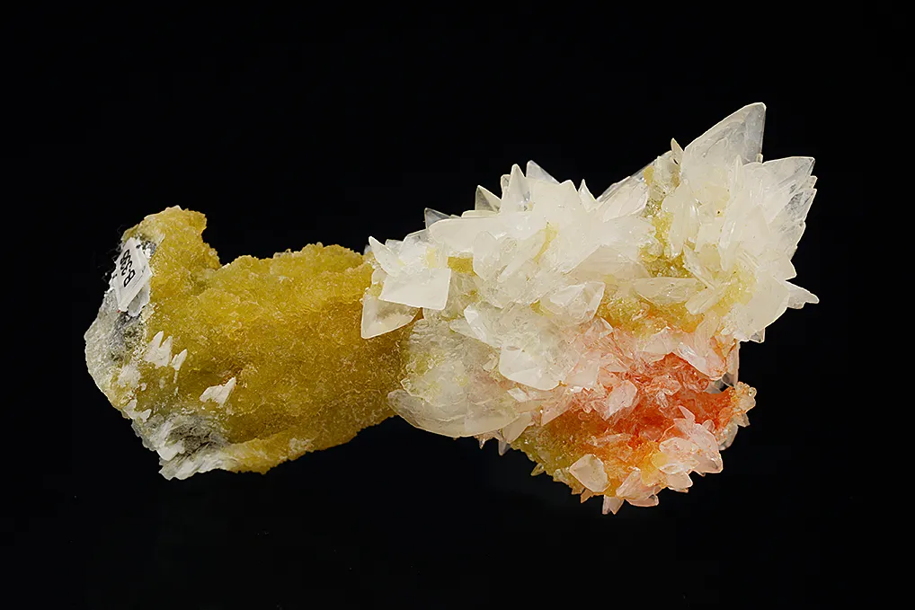 Colemanite with Realgar on Calcite - image 2
