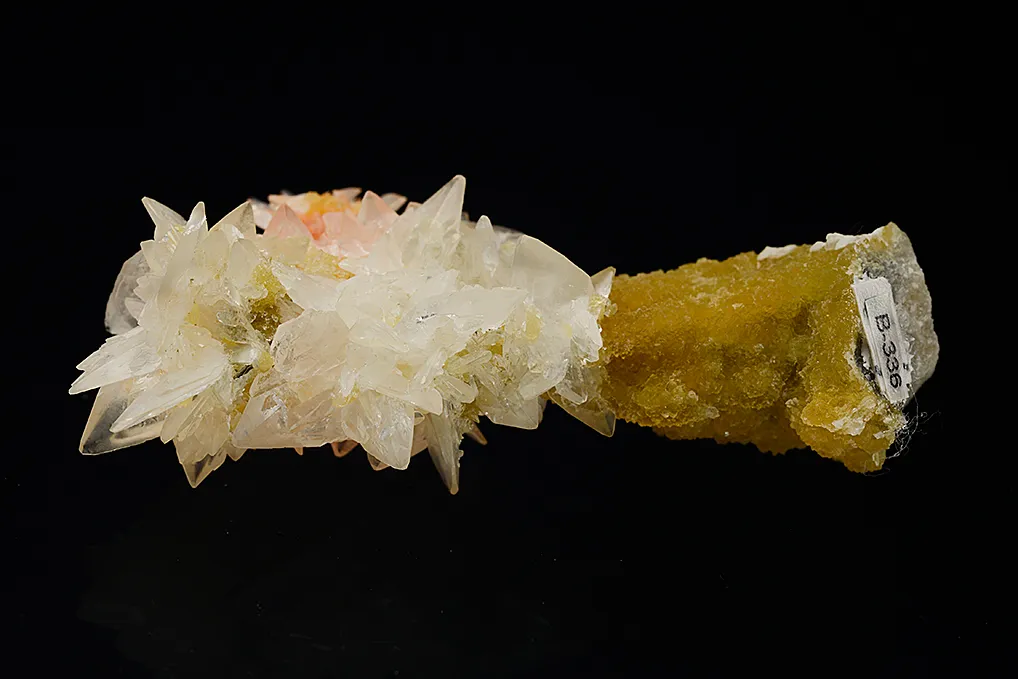Colemanite with Realgar on Calcite - image 4