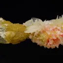 Colemanite with Realgar on Calcite - image 3