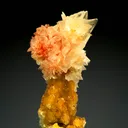 Colemanite with Realgar on Calcite - image 1