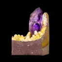 Collector Grade - Rare Enhydro Amethyst with Yellow Calcite on Matrix – Natural Moving Water Bubble Inside Amethyst Specimen - image 6