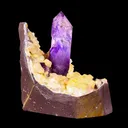 Collector Grade - Rare Enhydro Amethyst with Yellow Calcite on Matrix – Natural Moving Water Bubble Inside Amethyst Specimen - image 7