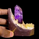 Collector Grade - Rare Enhydro Amethyst with Yellow Calcite on Matrix – Natural Moving Water Bubble Inside Amethyst Specimen - image 8