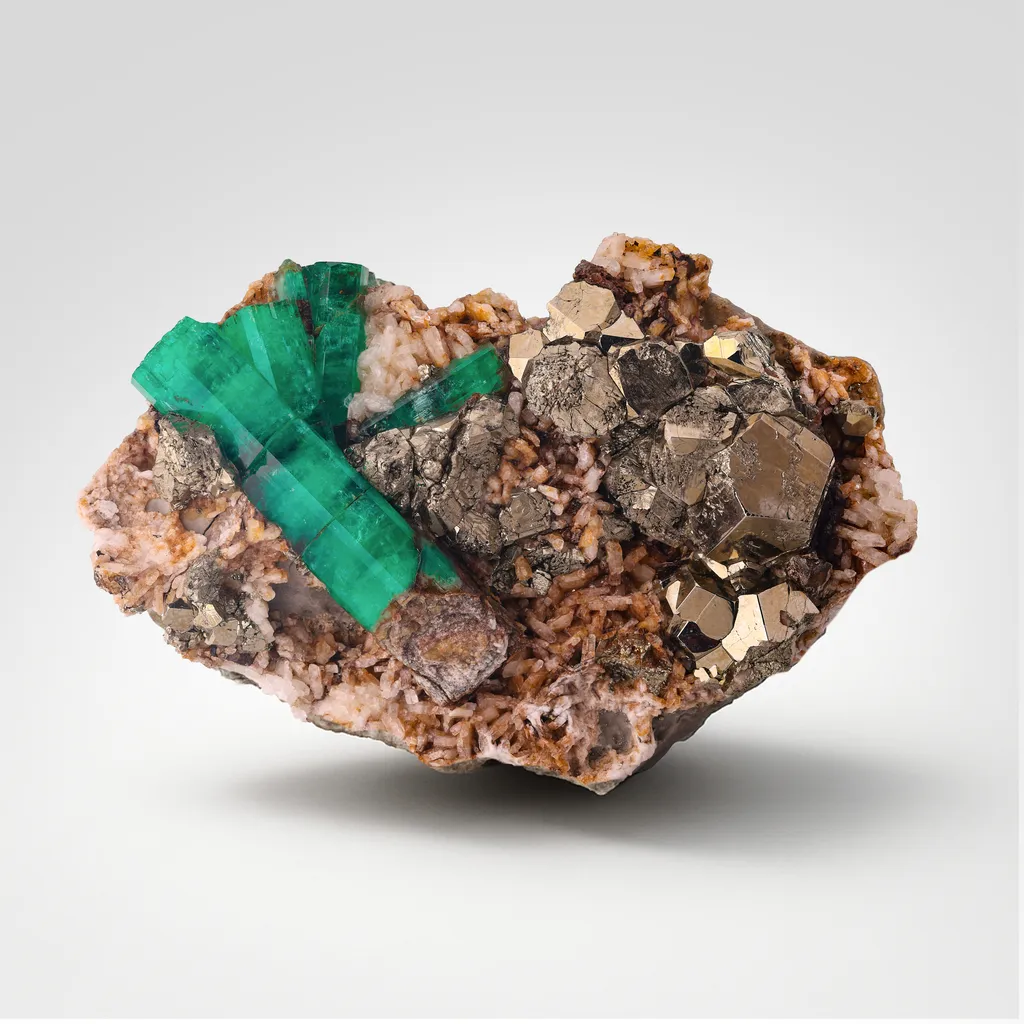 Colombian Emerald with Pyrite on Matrix image