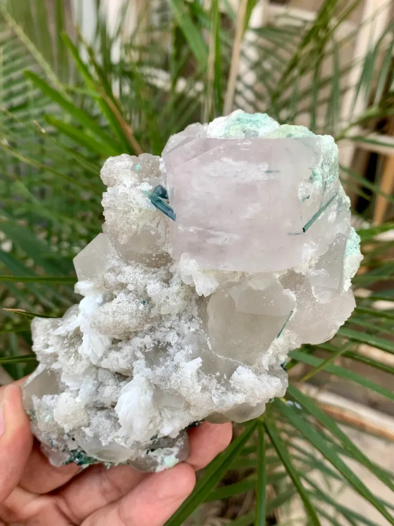 Combination Mineral Specimen - Mrganite with Indicolite Tourmalines, Quartz and Albite - image 3