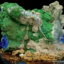 Conichalcite ps. Azurite with Azurite, and Calcite - image 5
