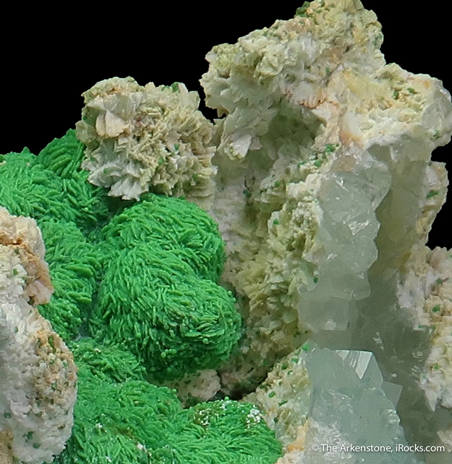 Conichalcite ps. Azurite with Azurite, and Calcite - image 3