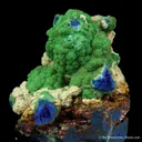 Conichalcite ps. Azurite with Azurite, and Calcite - image 4