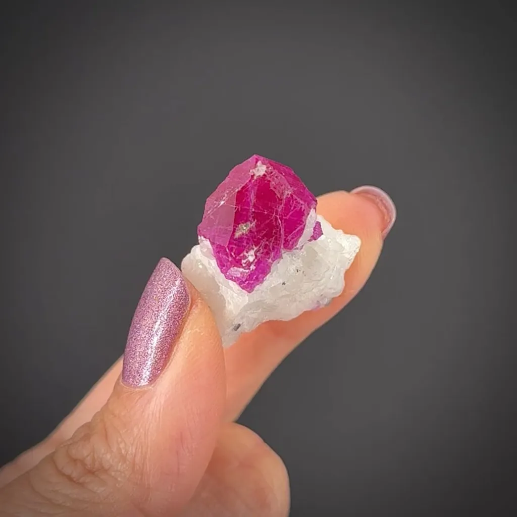 Corundum var. Ruby with Calcite - image 2