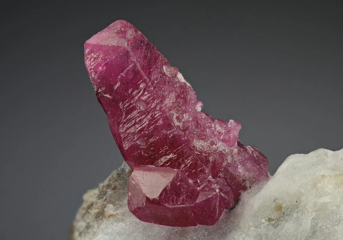 Corundum Var. Ruby with Dravite in MARBLE - image 1