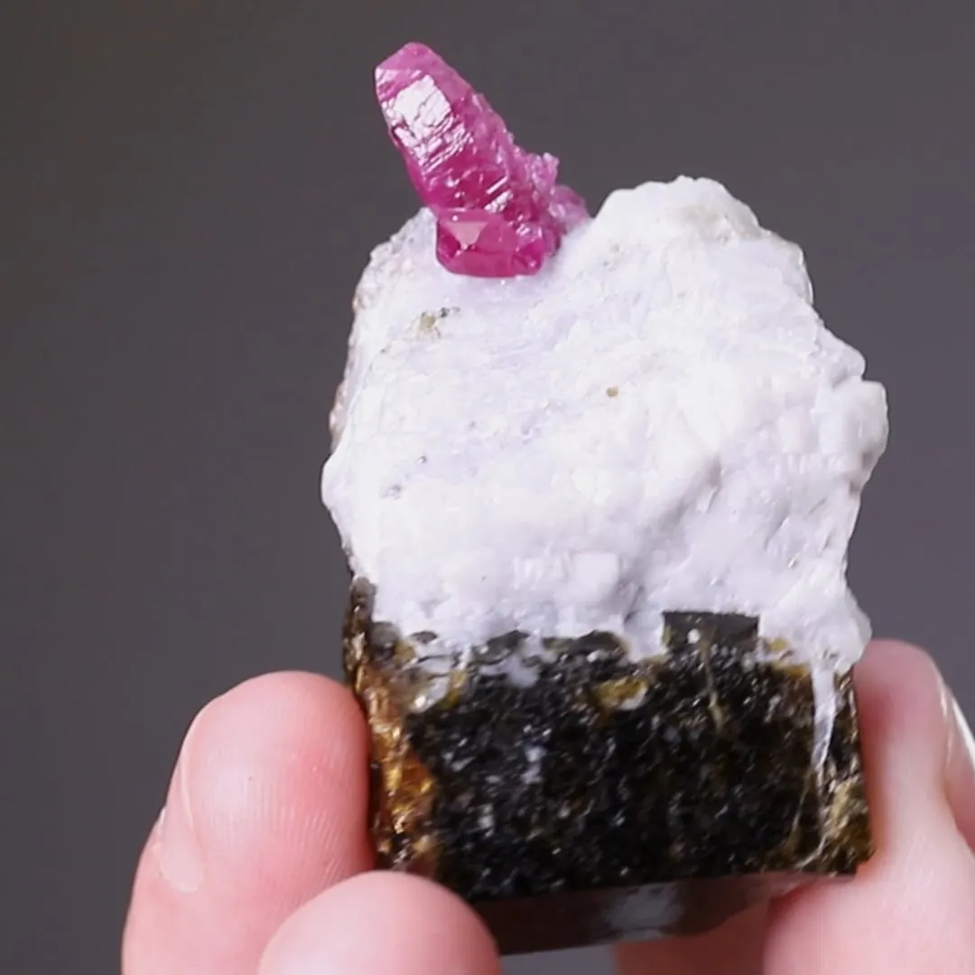 Corundum Var. Ruby with Dravite in MARBLE - image 2