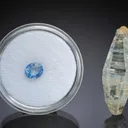 Corundum var. Sapphire Crystal + Cut Gem - image 1