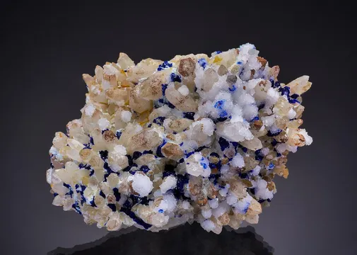 Creedite with Azurite on Quartz