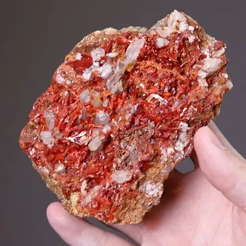 Crocoite with Calcite