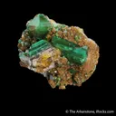 Cu-Adamite included with Ferrilotharmeyerite, on Tsumcorite - image 1