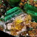 Cu-Adamite included with Ferrilotharmeyerite, on Tsumcorite - image 5