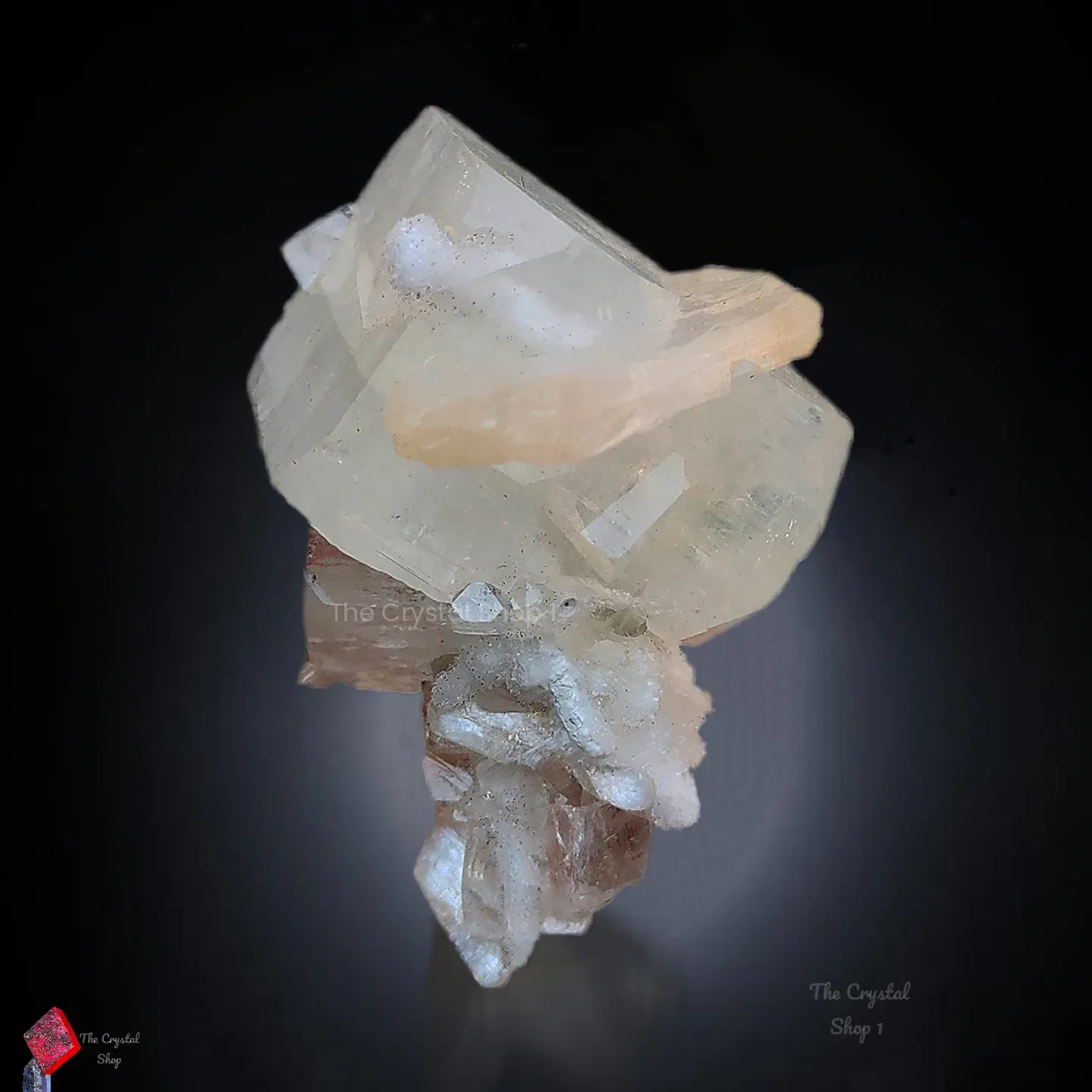 Cubic Apophyllite with stilbite and Chalcedony - image 4