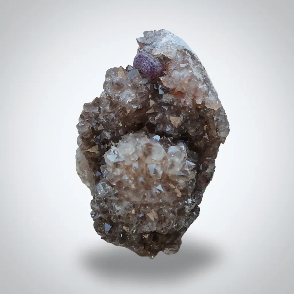 Cubic Purple Fluorite On Smoky Quartz image