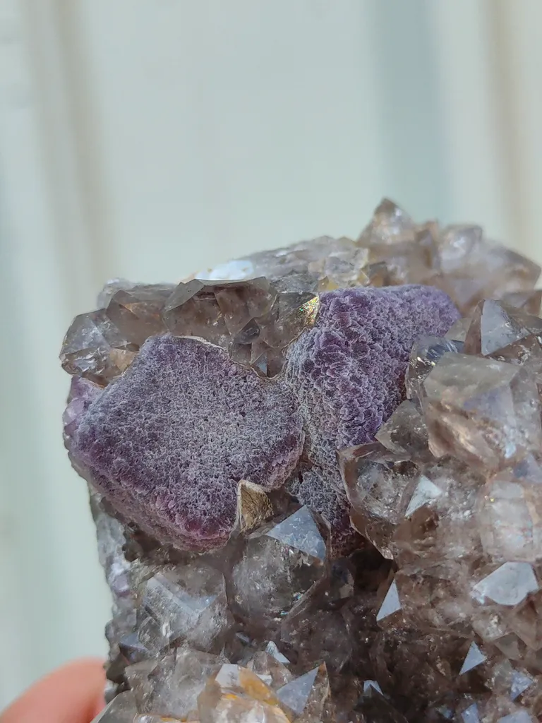 Cubic Purple Fluorite On Smoky Quartz - image 4