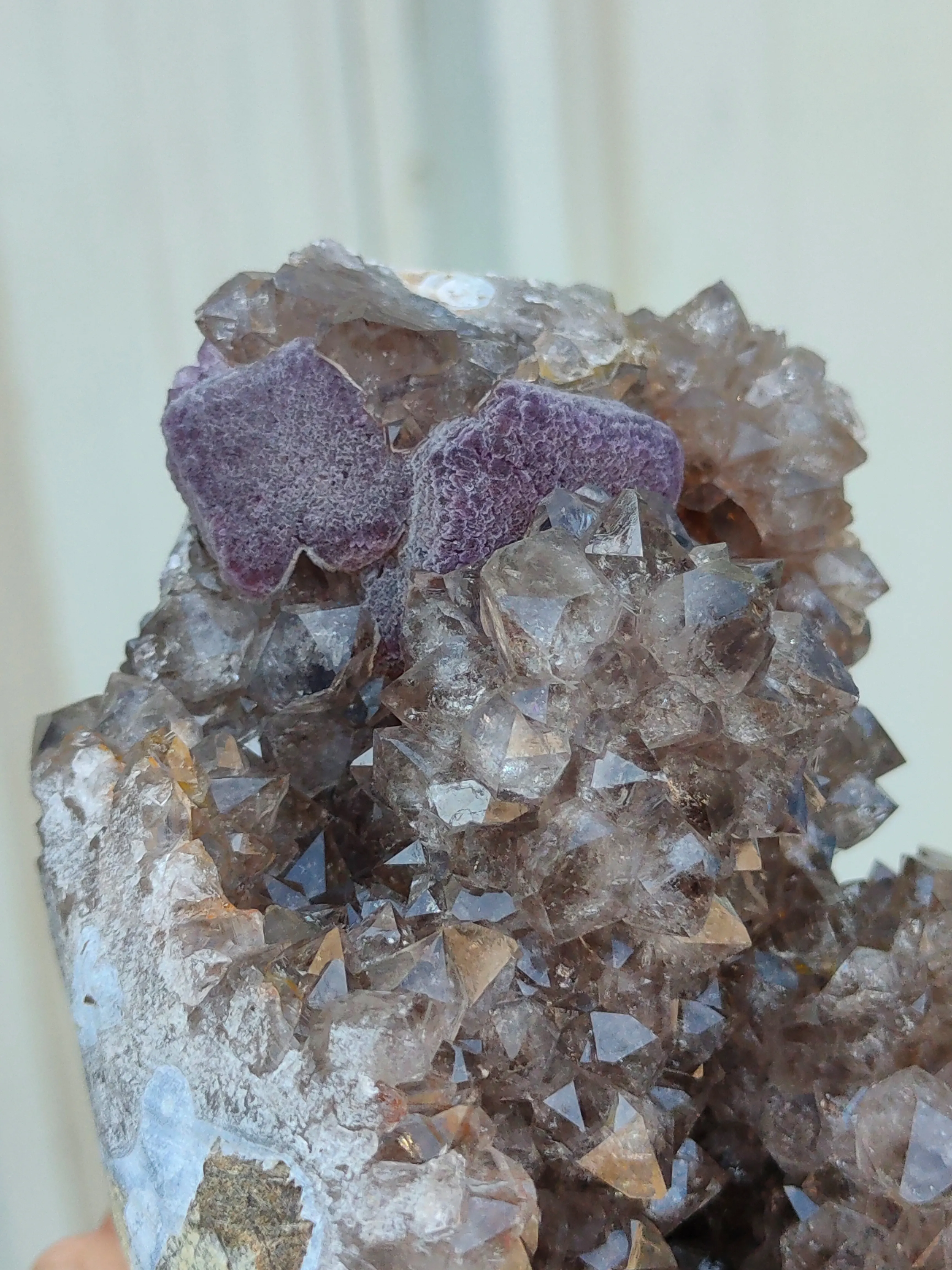 Cubic Purple Fluorite On Smoky Quartz - image 5