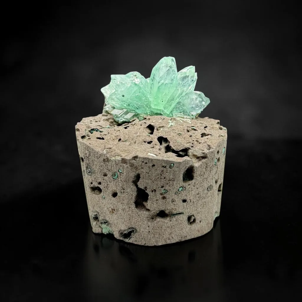 Cupcake Green Apophyllite on Basalt image