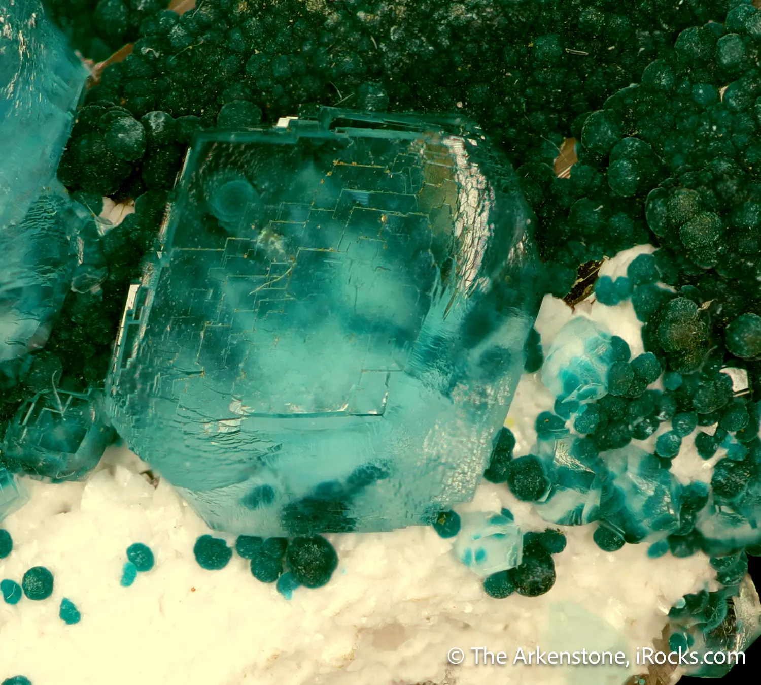 Cuprian Smithsonite, Rosasite on Cerussite - image 1