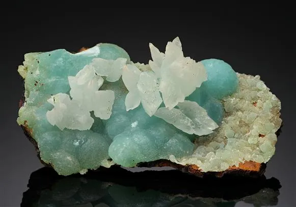 CUPRIAN Smithsonite with CUPRIAN Adamite and Calcite - image 1