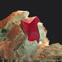 Cuprite and Chrysocolla on Calcite - image 1