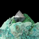 Cuprite and Malachite on Plancheite - image 2