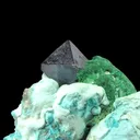 Cuprite and Malachite on Plancheite - image 3