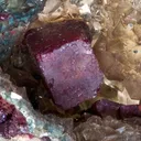 Cuprite (Cubic) in Quartz Cast With Plancheite - image 4