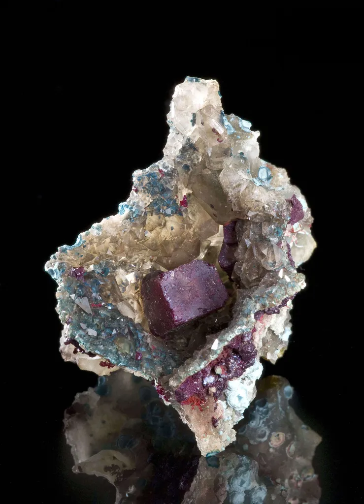 Cuprite (Cubic) in Quartz Cast With Plancheite image