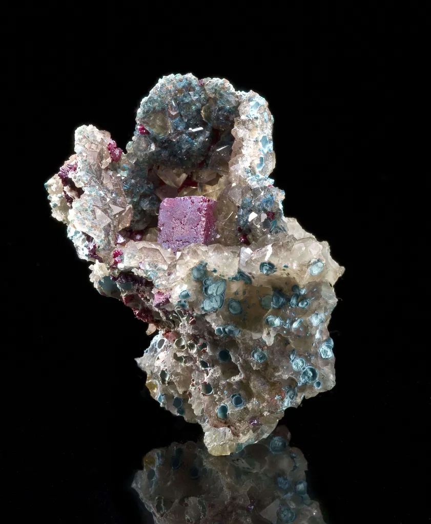 Cuprite (Cubic) in Quartz Cast With Plancheite - image 3