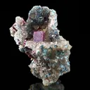 Cuprite (Cubic) in Quartz Cast With Plancheite - image 3