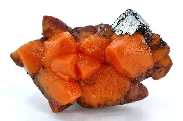 Cuprite (Var: Chalcotrichite), Calcite - image 1