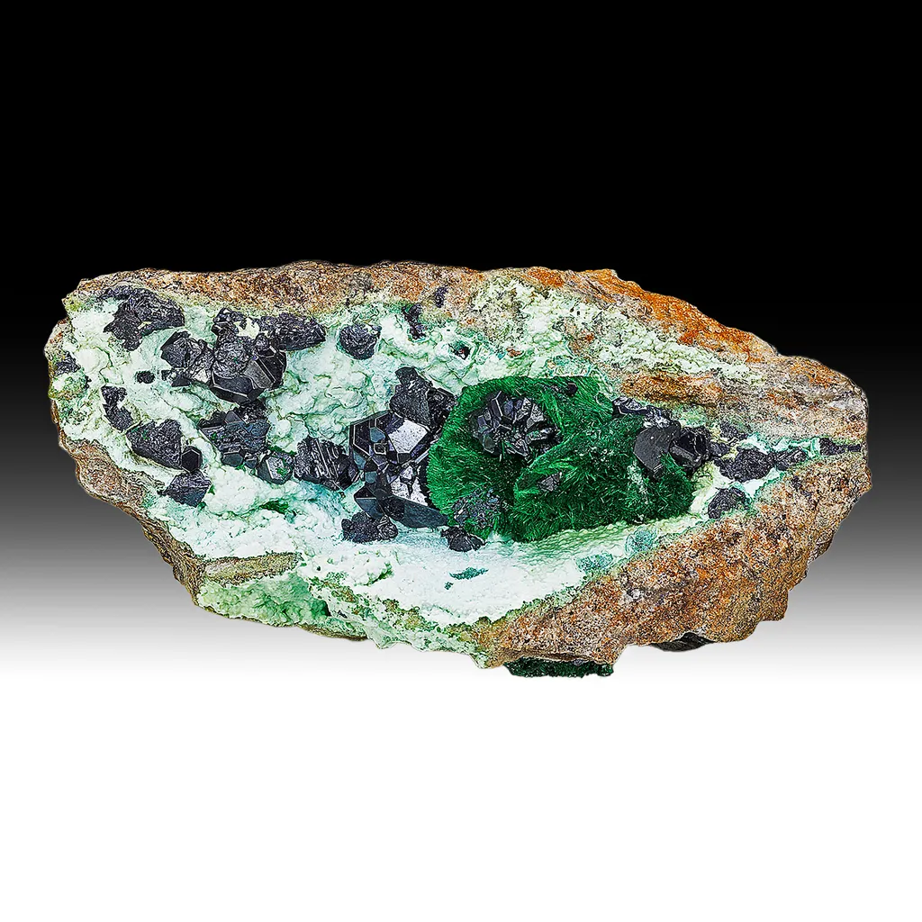 Cuprite with Malachite after Azurite, Chrysocolla image