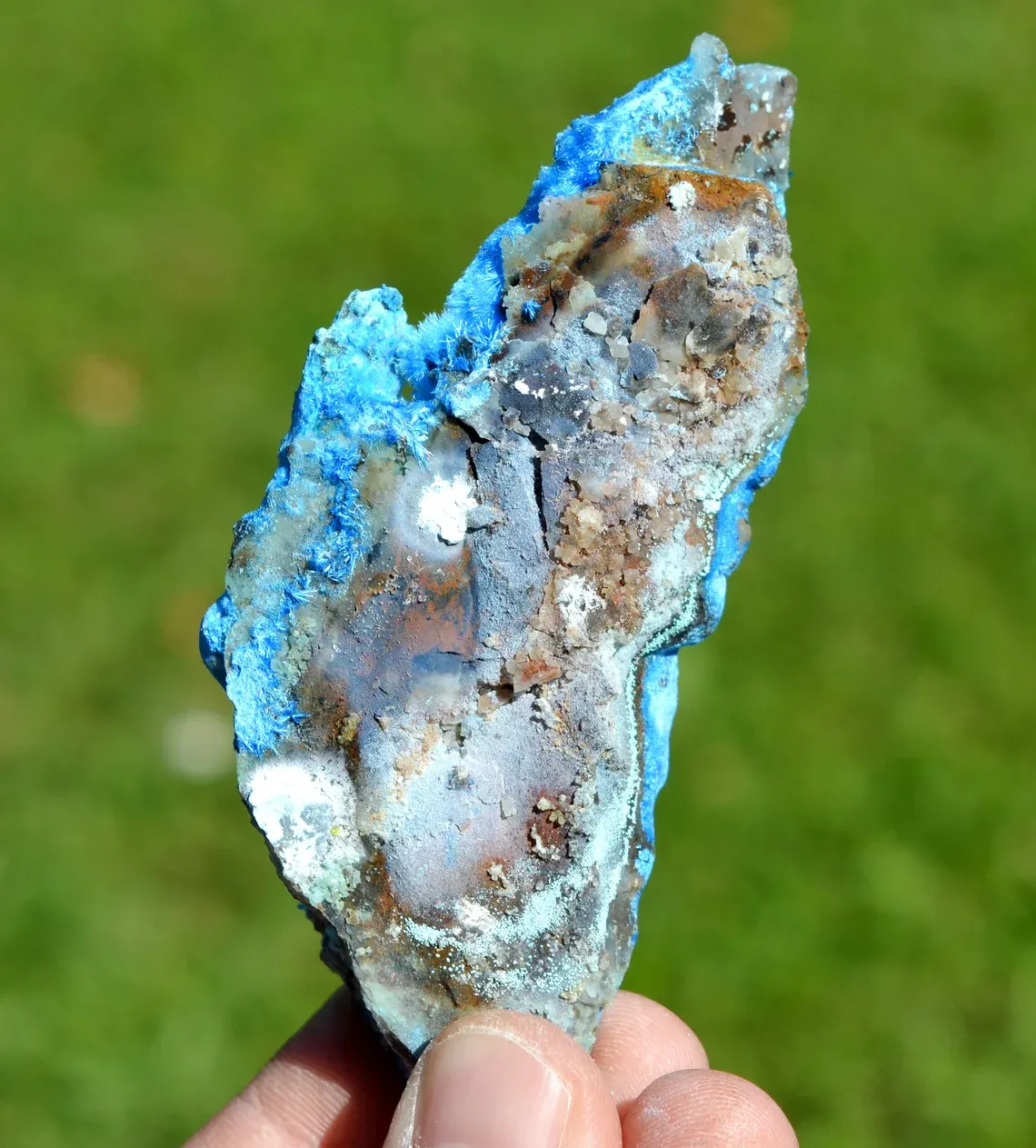 Cyanotrichite - 104 grams - Qinglong Mine, Dachang Sb ore field, Qinglong County, Guizhou, China - image 6