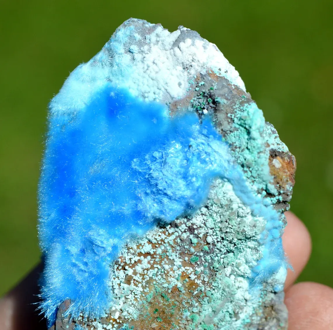 Cyanotrichite - 117 grams - Qinglong Mine, Dachang Sb ore field, Qianxinan, Guizhou, China - image 5