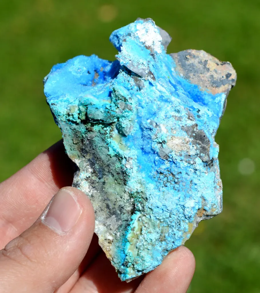 Cyanotrichite - 225 grams - Qinglong Mine, Dachang Sb ore field, Qinglong County, Guizhou, China image