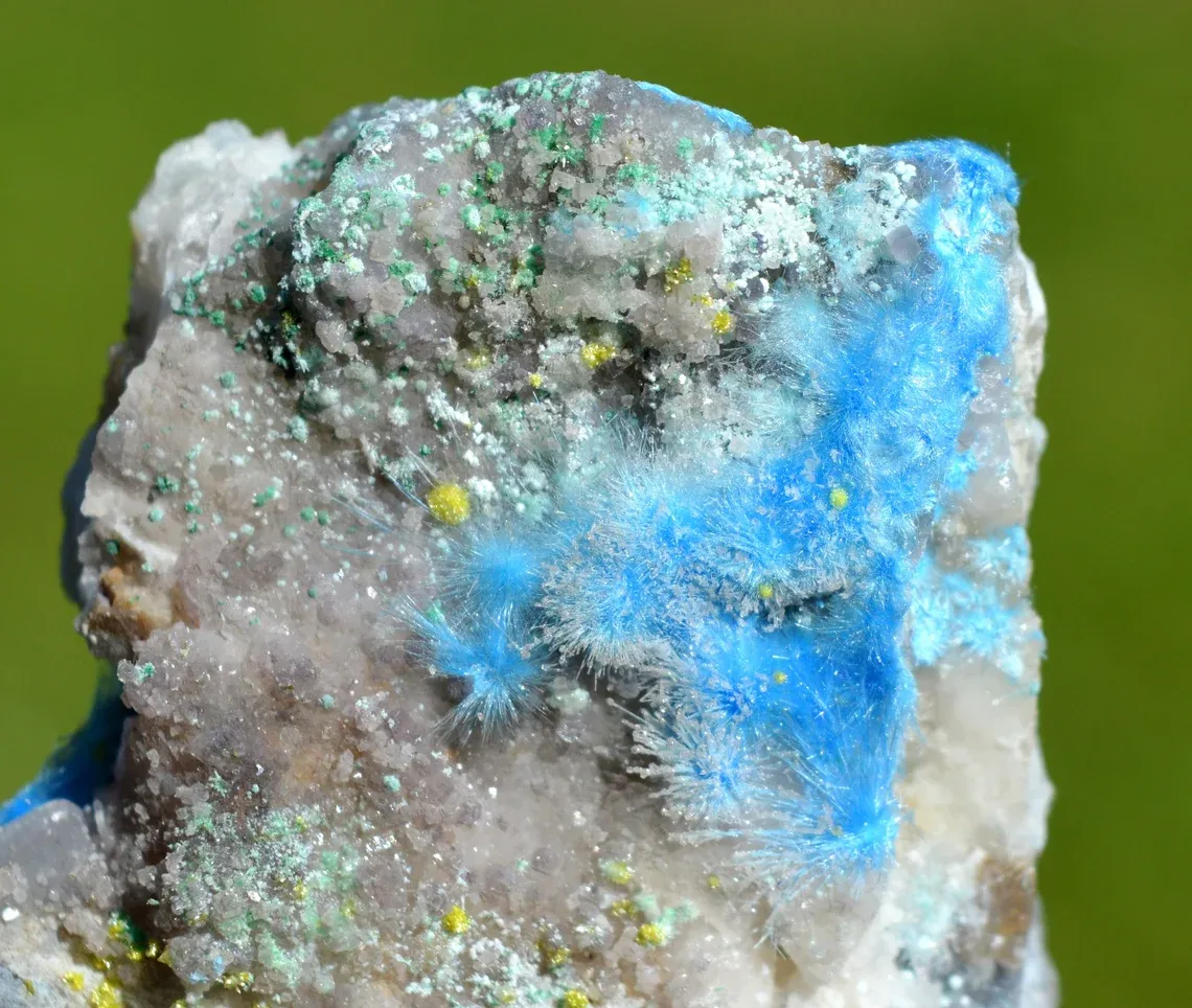 Cyanotrichite - 84 grams - Qinglong Mine, Dachang Sb ore field, Qinglong County, Guizhou, China - image 6