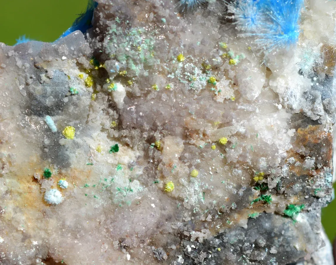 Cyanotrichite - 84 grams - Qinglong Mine, Dachang Sb ore field, Qinglong County, Guizhou, China - image 7