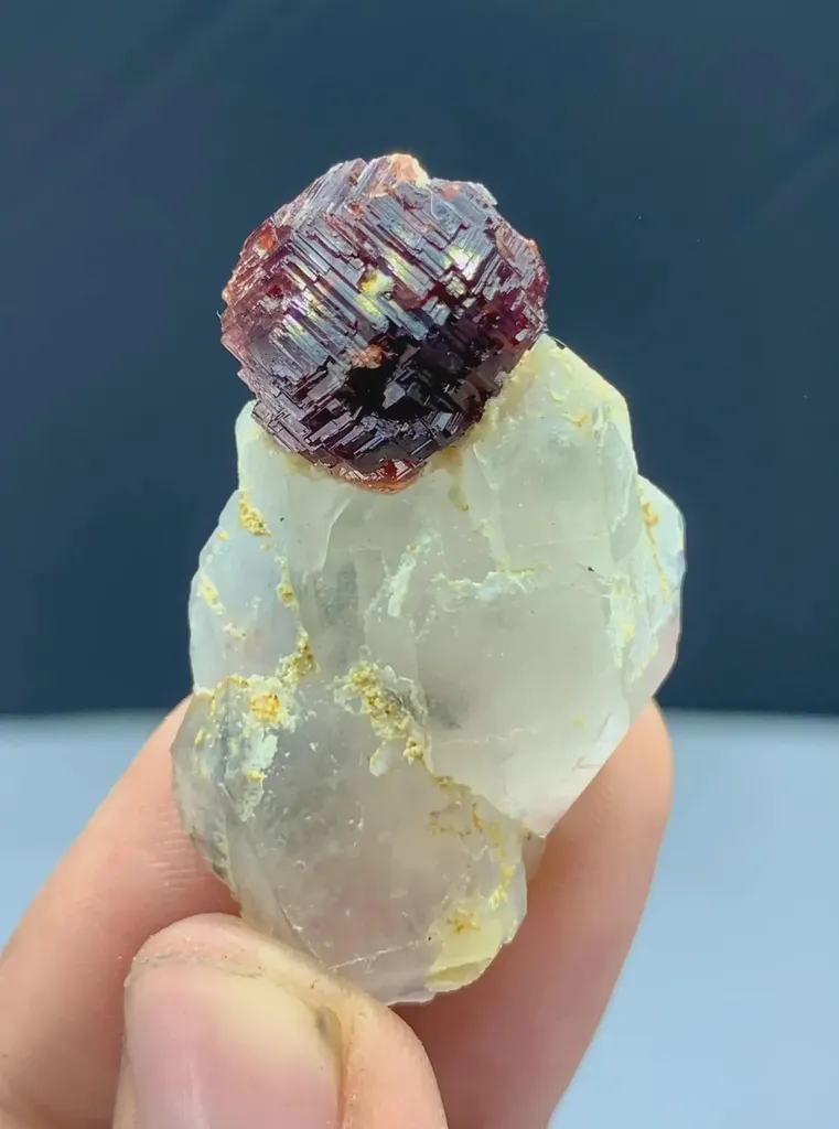 Damage free Etched spessartine Garnet on Quartz mineral specimen @ Pak image